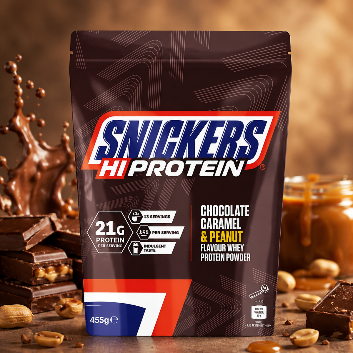 Snickers Protein Powder – 455 g | Chocolate, Caramel & Peanut